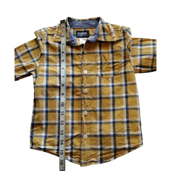 Oshkosh Top Boys 2T Plaid Button Up Long Sleeve Pocket Fall Harvest - Picture 8 of 13